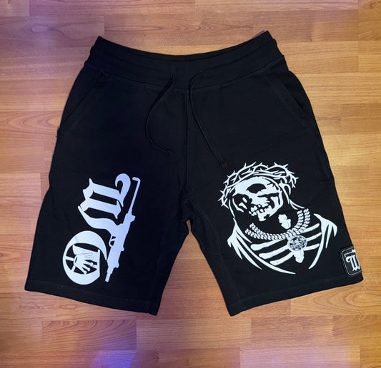 WTO SKULL BLK SHORTS