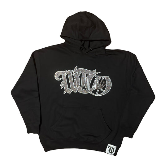 BLK RHINESTONE HOODIE